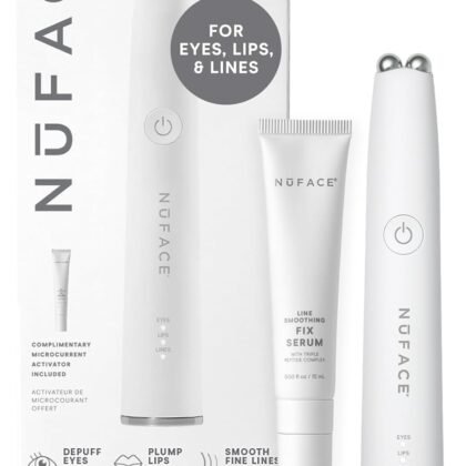 NuFACE FIX MicroWand Microcurrent Facial Device, FDA Cleared - Eyes, Lips & Lines Treatment with Serum Activator - Lip Plumper, Eye Depuffing Wand, Wrinkle & Smile Line Reducer, 3 On-The-Go Modes