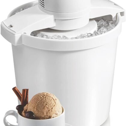 Hamilton Beach Electric Automatic Ice Cream Maker & Frozen Yogurt Machine, Makes Custard, Sorbet, Gelato and Sherbet, 4 Quart, White (68330N)
