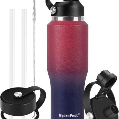 40oz Water Bottle Insulated with Straw,Leak Proof Water Bottles Fit in Car Cup Holder，Mens Water Bottle Stainless Steel for Gym,Hiking,Travel，Sport,Bpa free