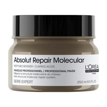 L'Oréal Professionnel Paris Absolut Repair Molecular Hair Mask - Repairs Damage & Restores Strength For Extremely Dry Damaged Hair, Extra Detangling & Hydration, Peptides Bonder