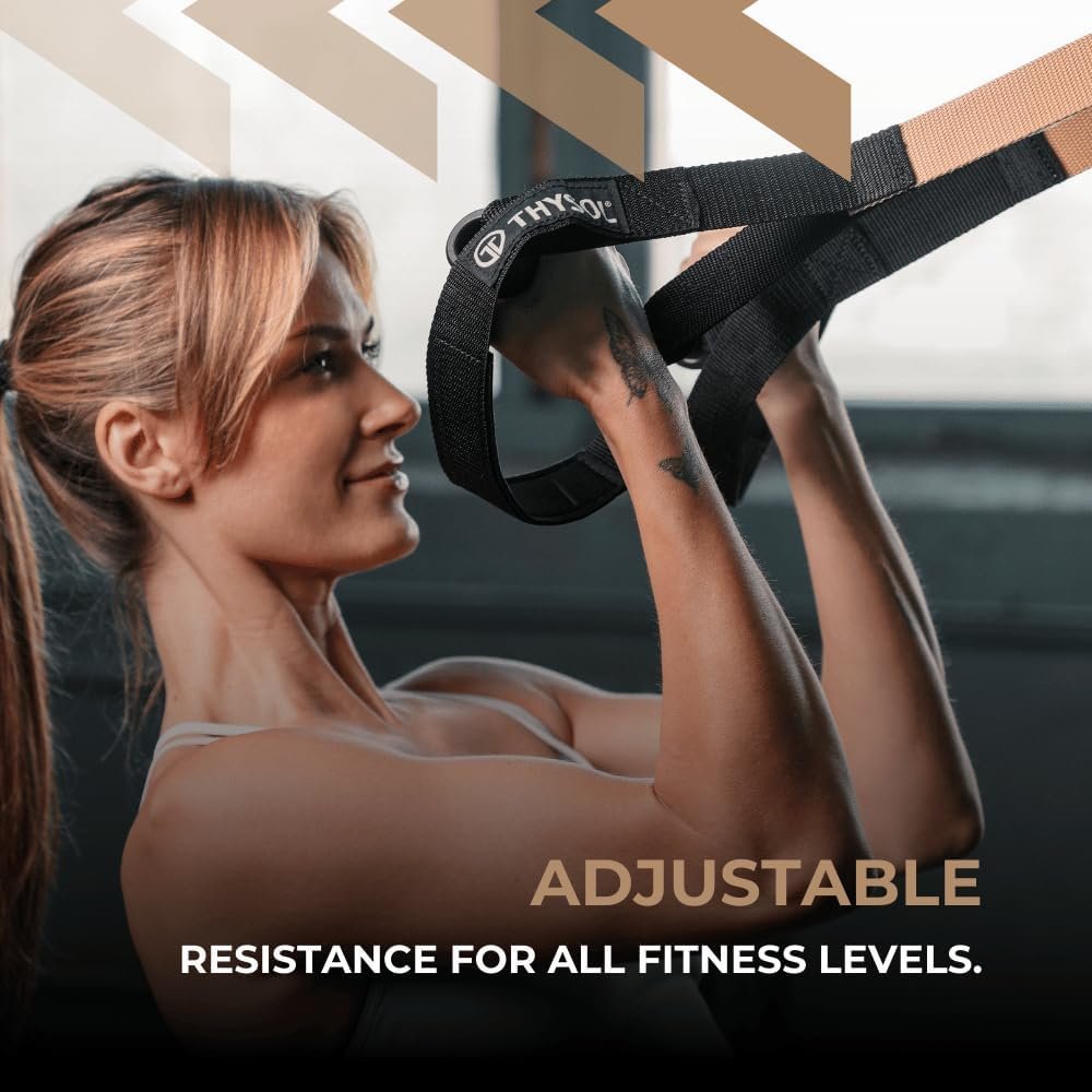 THYSOL® Resistance Trainer Pro Xtreme Straps Army | Sling Trainer Set with Adjustable Door Anchor | Fitness Home Workouts - Suitable for Travelling & for Training Indoor & Outdoor - Image 4