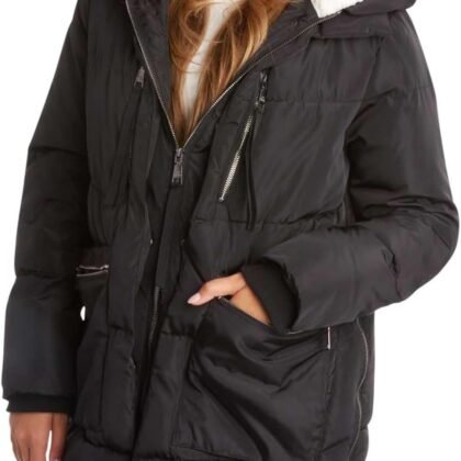 Steve Madden Womens Winter Coats - Midlength Parka Jackets for Women Insulated Quilted Puffer Jacket Womens Faux Sherpa Hood