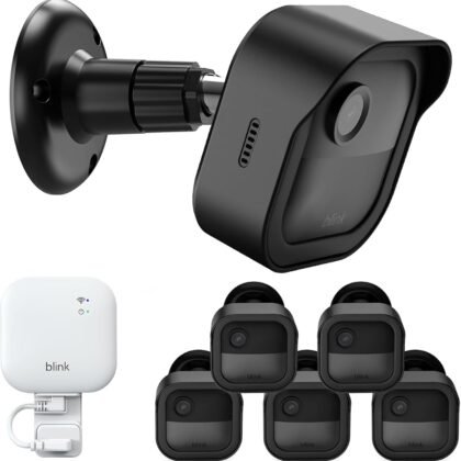 Blink Outdoor 4 (4th Gen) Wall Mount, Weatherproof Protective Cover and 360 Degree Adjustable Mounting with Blink Sync Module Outlet Mount for Blink Outdoor Indoor Security Camera (Black, 5 Pack)