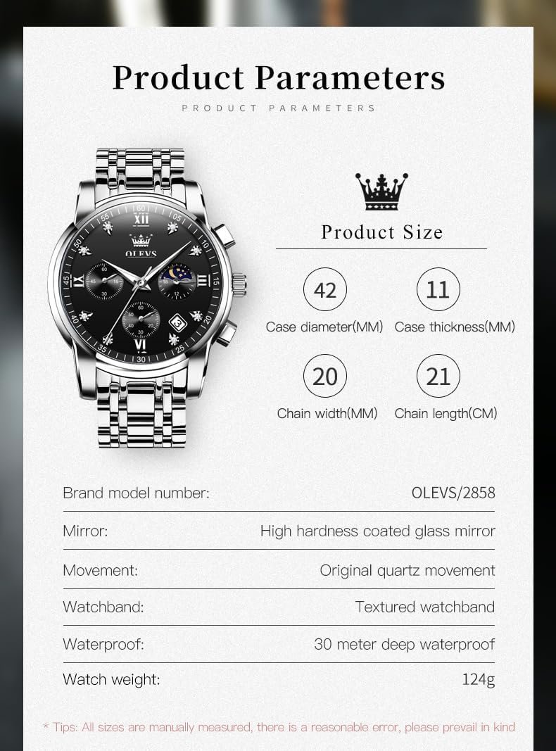 OLEVS Watch for Men Diamond Business Dress Analog Quartz Stainless Steel Waterproof Luminous Date Two Tone Luxury Casual Wrist Watch - Image 6
