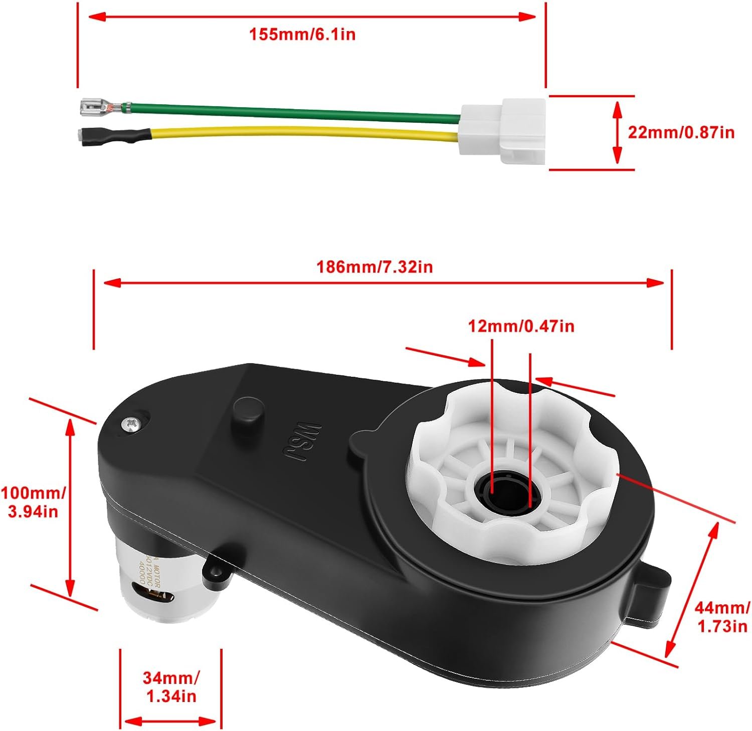 2Pcs 12V Electric Motor Gearbox Powered for Kids Ride On Toys Car,550 12V 40000RPM Powered Wheels Motor Gearbox High Speed Engine RS550 Drive Engine Trax Upgrade Replacement Parts - Image 6