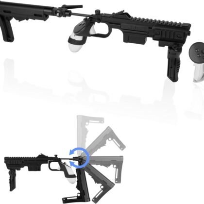 VR Stock for Quest 3& Meta Quest 3s,Adjustable & Foldable Design,Rapid Reload System,Real-Time Crosshair,Nylon Aluminum Construction,Left-Hand