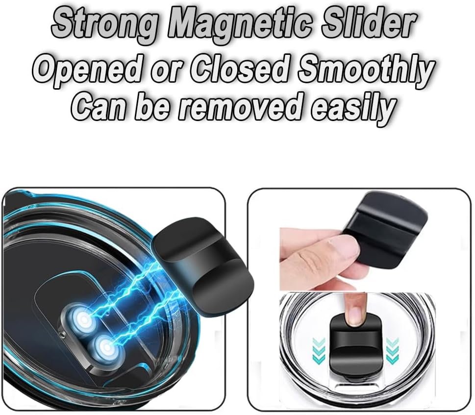 2Pcs 30oz Replacement Yeti Tumbler Lids, Only for Yeti 30 oz Tumbler, 14 oz Mug, with Strong Magnetic Slider Switch, Good Spill Proof Effect Coffee Cup Travel Cover Lids, BPA Free - Image 4