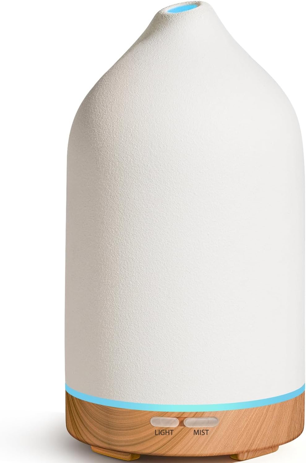 URPOWER 120ML Ceramic Essential Oil Diffuser Ultrasonic Aromatherapy Diffuser with Wood Grain Base, 7-Color LED Lights Auto Shut-Off, Humidifier for Home & Office, Air Diffuser for Relaxation