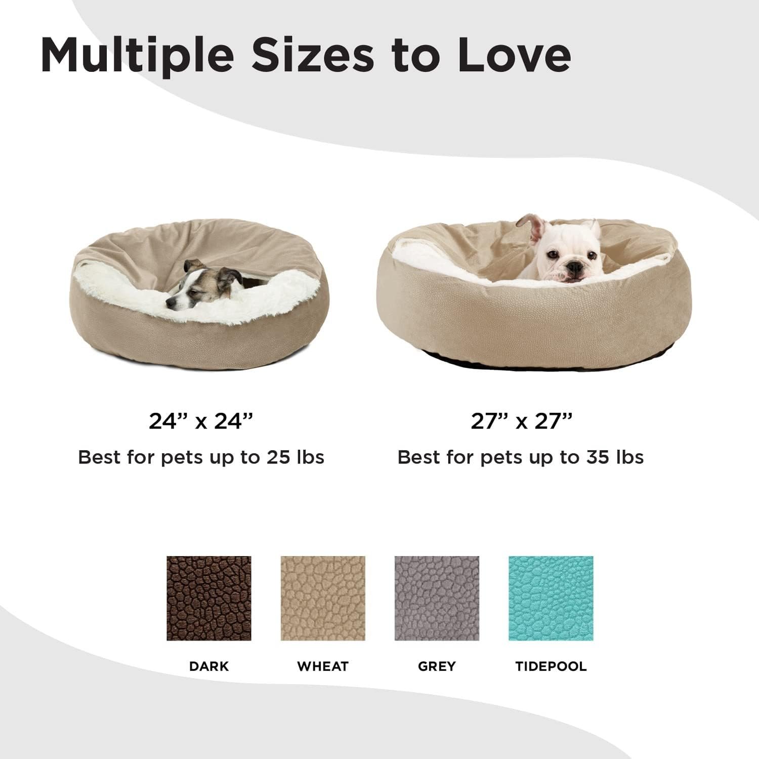 Best Friends by Sheri Cozy Cuddler Ilan Covered Cat and Dog Bed with Attached Blanket, Wheat, 24"x24" - Image 7