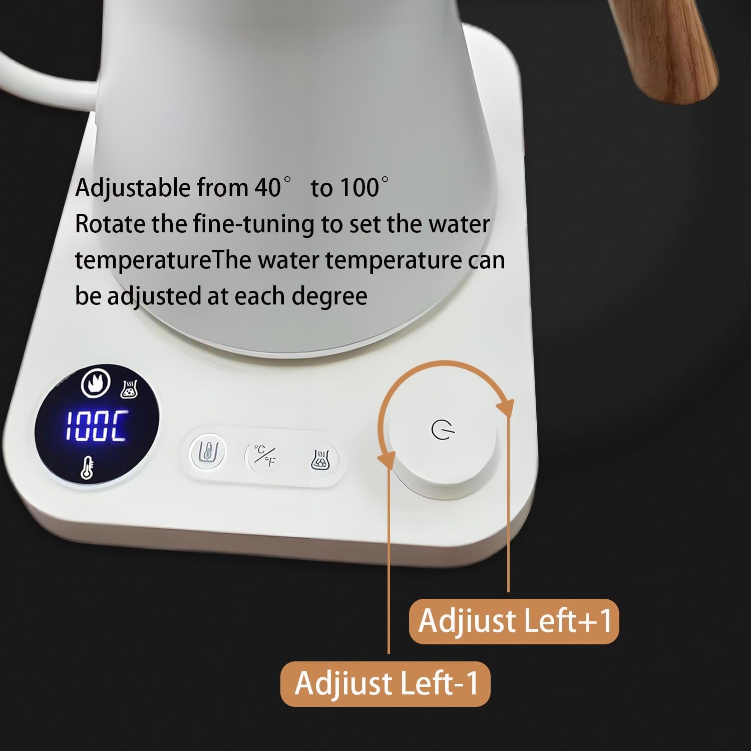 Electric Kettles, Gooseneck Electric Kettle, ±1℉ Temperature Control, Stainless Steel Inner, Quick Heating, for Pour Over Coffee, Brew Tea, Boil Hot Water, 0.9L (White) - Image 6