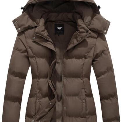 GGleaf Women's Winter Coats Quilted Puffer Jacket Warm Snow Coat with Removable Hood (Available in Plus Size)