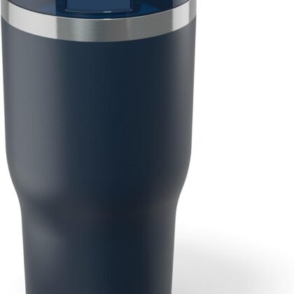 RTIC 30oz Essential Tumbler with Lid, Ceramic Lined, Insulated, Stainless Steel, Metal, Double Wall Vacuum-Insulation, Travel Cup for Iced Coffee, Tea, Hot and Cold Drink, Navy
