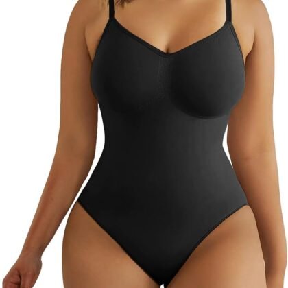 SHAPERX Women's Seamless Shapewear Bodysuit Tummy Control Body Shaper Waist Snatching Body Suit