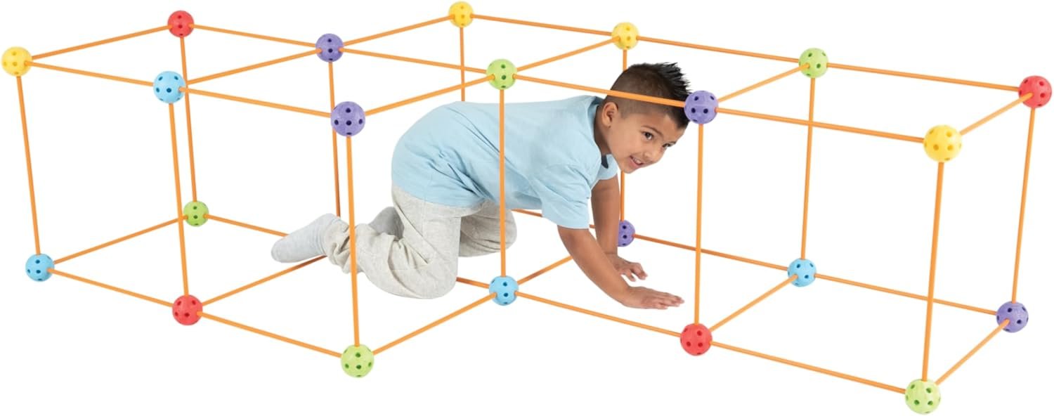 crazy forts Everest Toys Multicolor - 69 Piece Fort Building Kit - Buildable Indoor or Outdoor Kids DIY Stem Toy - Image 5