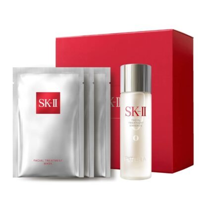 SK-II Glow Up Duo Anti-Aging Skin Care Set - Includes Facial Treatment Essence Skincare & 3 Hydrating Face Masks - Targets the Appearance of Fine Lines, Sun Spots & Dull Skin (4 Count)