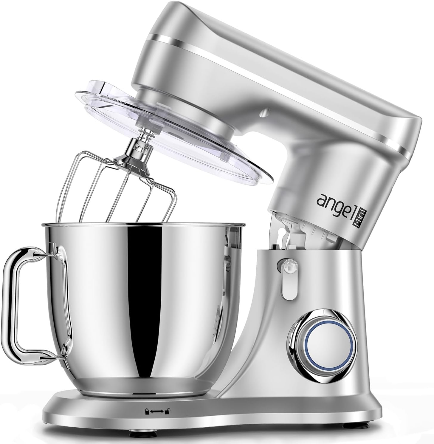 Mini Angel Stand Mixer,10-Speed 5QT Kitchen Electric Mixer,Tilt-Head Food Mixer with Dough Hook, Wire Whisk, Flat Beater, Stainless Steel Bowl (Silver) - Image 9
