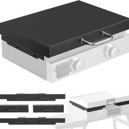 5011 Hard Cover Top Lid with Stainless Steel Handles and Wind Guard for Blackstone 22” Table Top Grill, Flat Top Griddle Accessories for Black Stone, Black