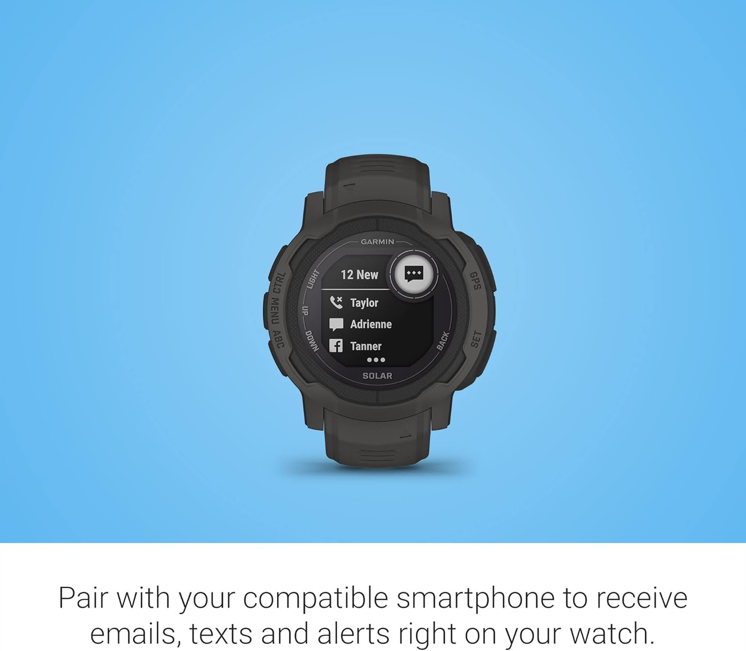 Garmin Instinct 2 Solar, Smaller-Sized Rugged Outdoor Watch with GPS, with Solar Charging Capabilities, Built for All Elements, Multi-GNSS Support, Tracback Routing and More, Graphite - Image 6