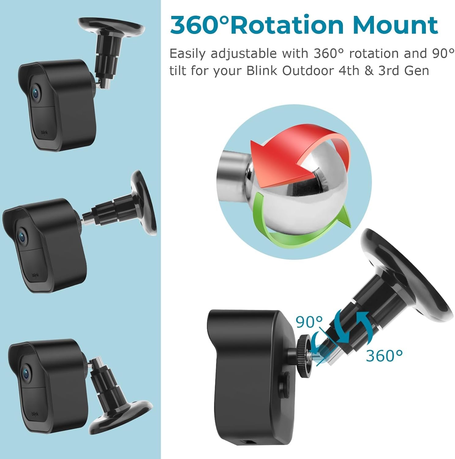 Blink Outdoor Camera Wall Mount Compatible with 4 (Newest Model)& 4th Gen,5 Pack Weatherproof Protective Housing,360 Degree Adjustable with Blink Sync Module 2 Outlet Mount for Blink Camera System - Image 4