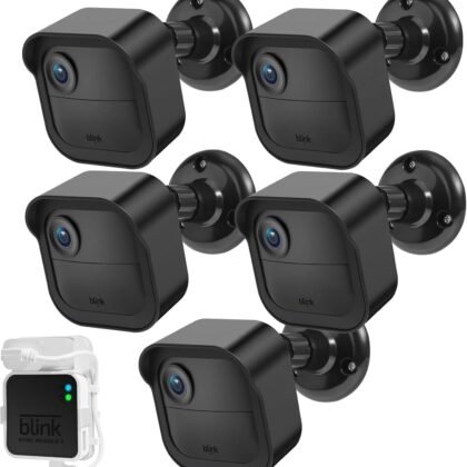 Blink Outdoor Camera Wall Mount Compatible with 4 (Newest Model)& 4th Gen,5 Pack Weatherproof Protective Housing,360 Degree Adjustable with Blink Sync Module 2 Outlet Mount for Blink Camera System