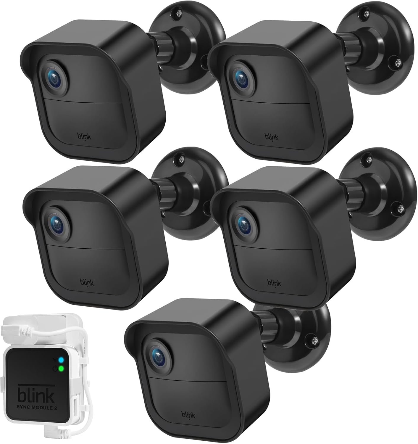 Blink Outdoor Camera Wall Mount Compatible with 4 (Newest Model)& 4th Gen,5 Pack Weatherproof Protective Housing,360 Degree Adjustable with Blink Sync Module 2 Outlet Mount for Blink Camera System