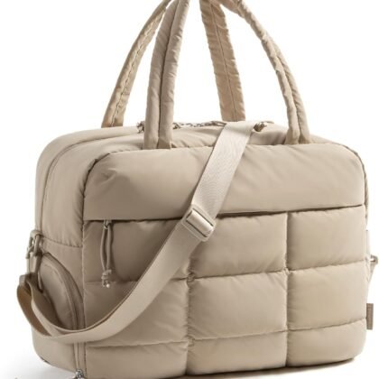 BAGSMART Small Gym Bag for Women, 23L Carry on Travel Duffle, Water-resistant Dance Bag with Shoe Compartment, Desert