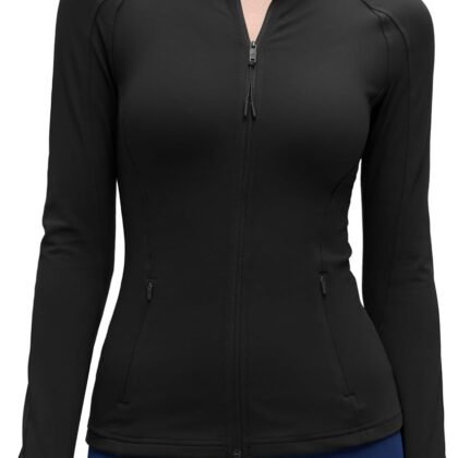 CRZ YOGA Butterluxe Hip Length Jackets for Women - Full Zip Athletic Track Tops with Thumb Holes Pockets