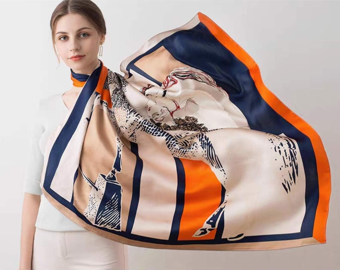 ANDANTINO 100% Pure Mulberry Silk Scarf 35" Large Square Lightweight Headscarf –Women’s Hair Wraps-With Gift Packed - Image 5