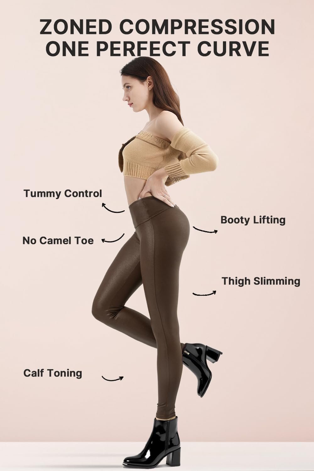 Retro Gong Womens Faux Leather Leggings Stretch High Waisted Pleather Pants - Image 2