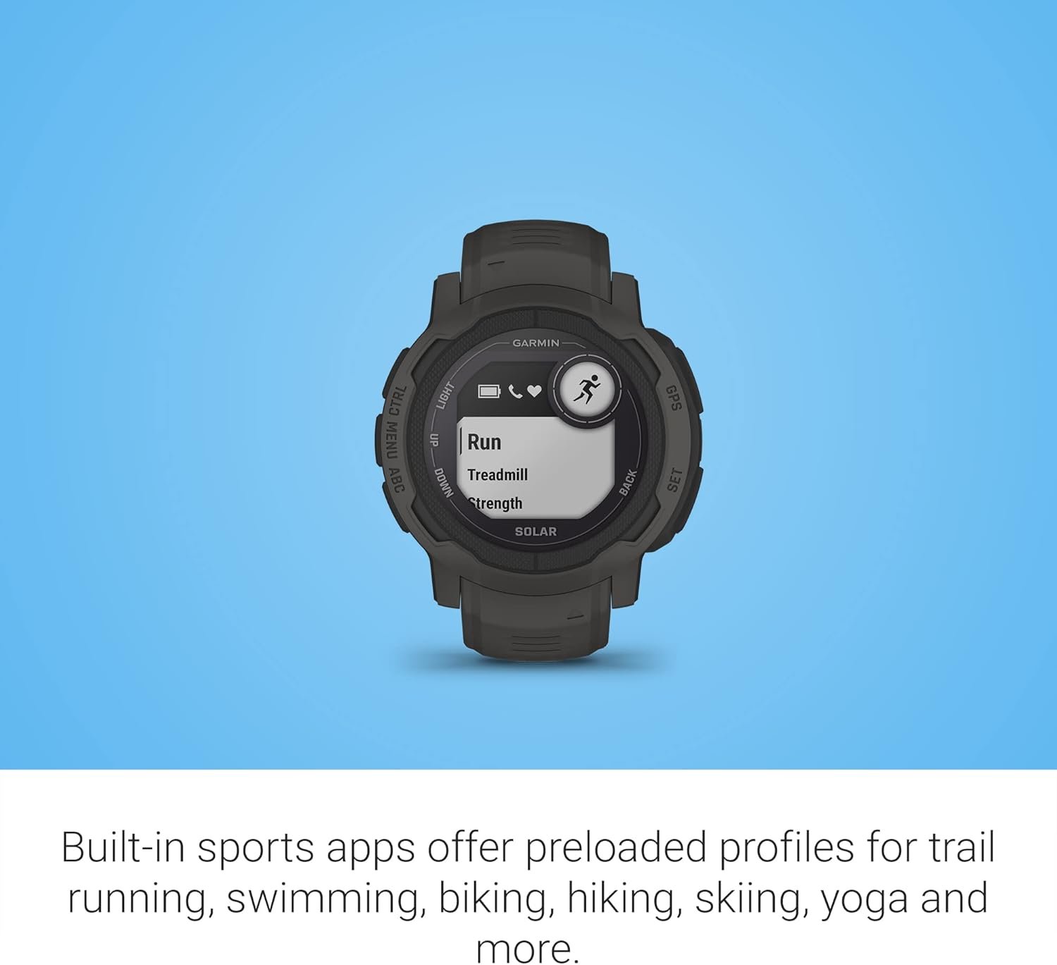 Garmin Instinct 2 Solar, Smaller-Sized Rugged Outdoor Watch with GPS, with Solar Charging Capabilities, Built for All Elements, Multi-GNSS Support, Tracback Routing and More, Graphite - Image 5