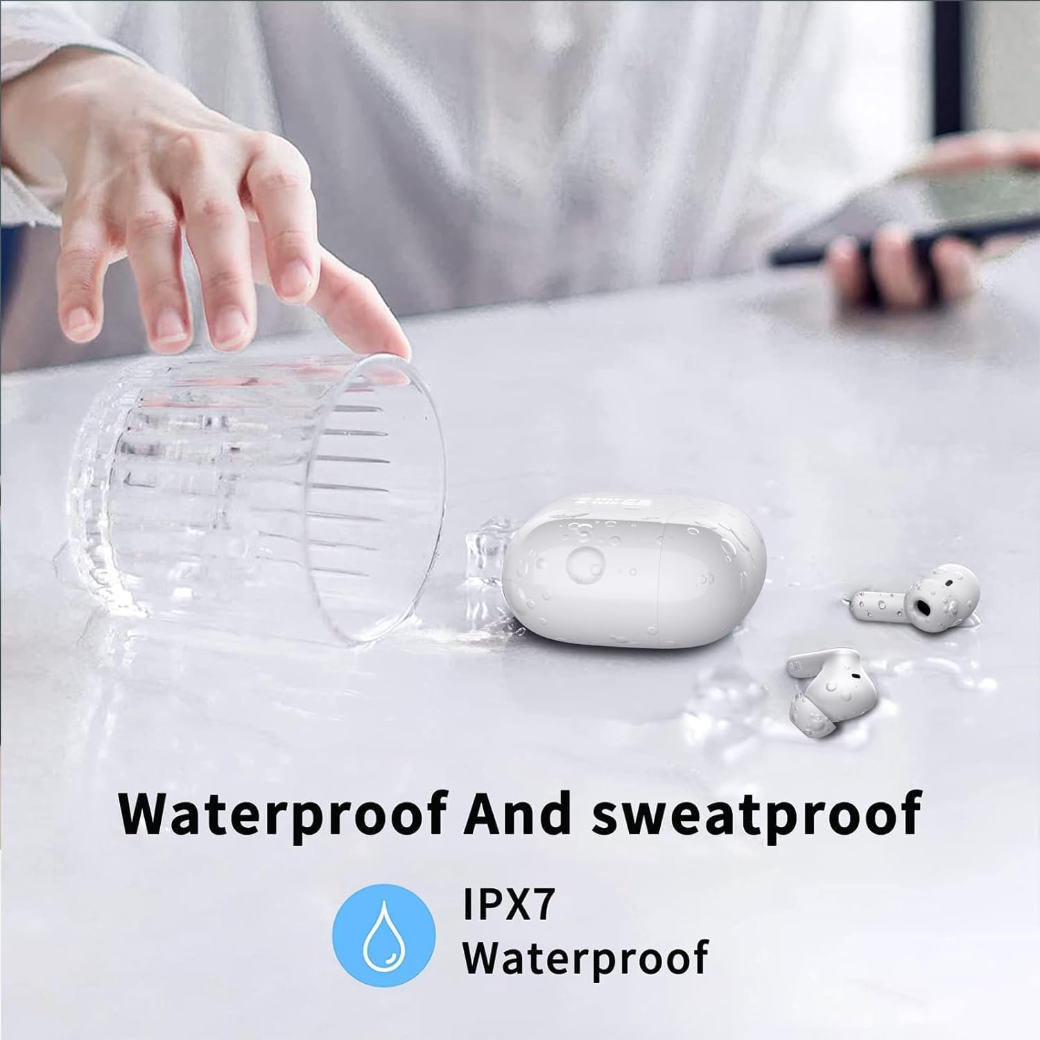 Wireless Earbuds, Bluetooth 5.4 Headphones in Ear with 4 ENC Noise Cancelling Mic, New Wireless Earphones HiFi Stereo Deep Bass 40H Playtime, In-Ear Bluetooth Earbuds LED Display IP7 Waterproof, White - Image 7