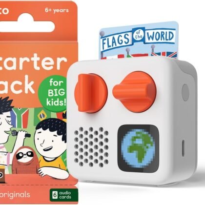 Yoto Mini (2024 Edition) + Starter Pack for Big Kids Bundle – Screen-Free Bluetooth Audio Player, All-in-1 Travel Device for Stories Music Podcasts Radio, Use as Speaker or with Headphones