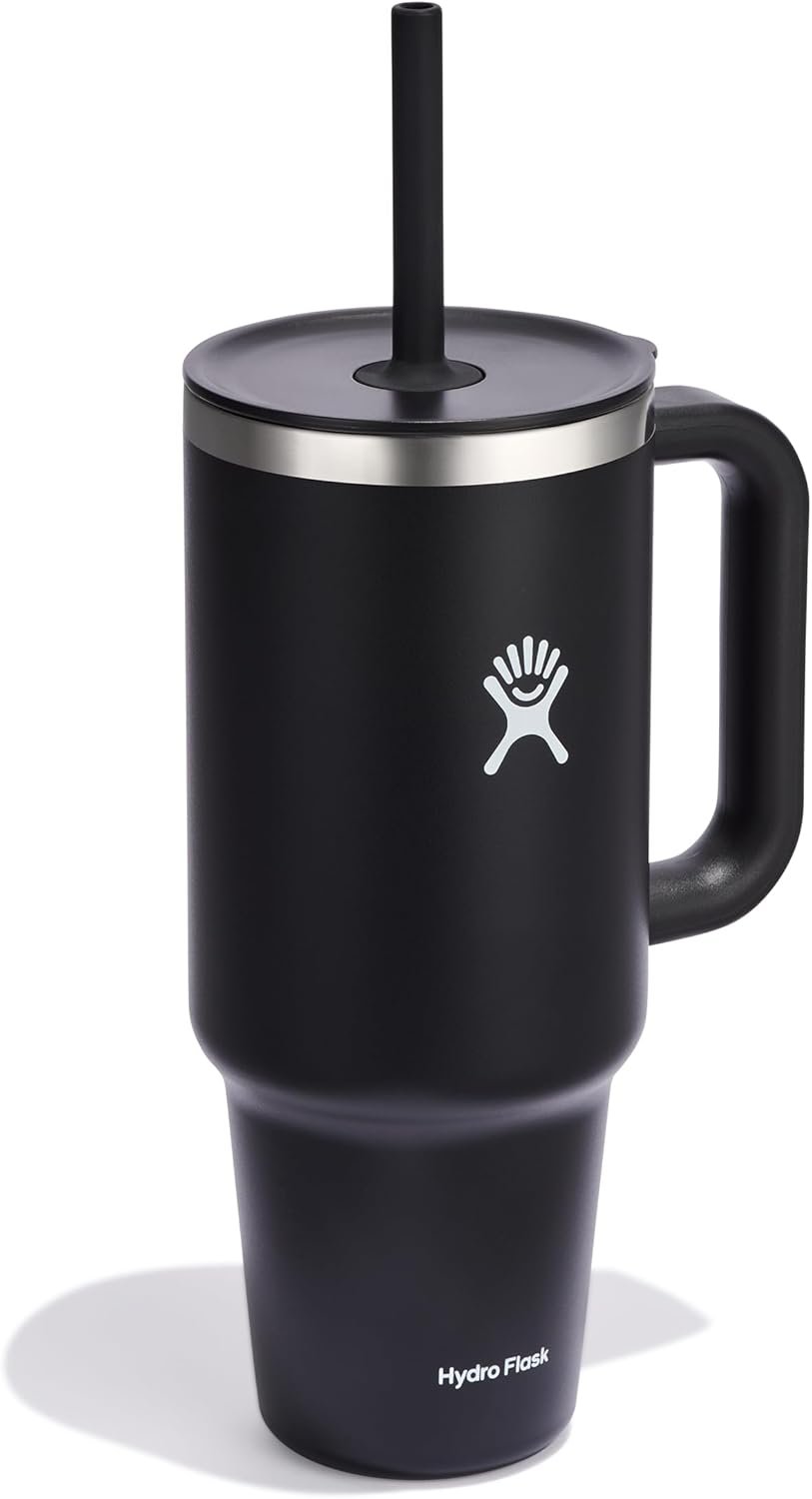 Hydro Flask Travel Tumbler with Handle, Lid and Straw - Insulated Stainless Steel in 40 Oz Black - Image 5