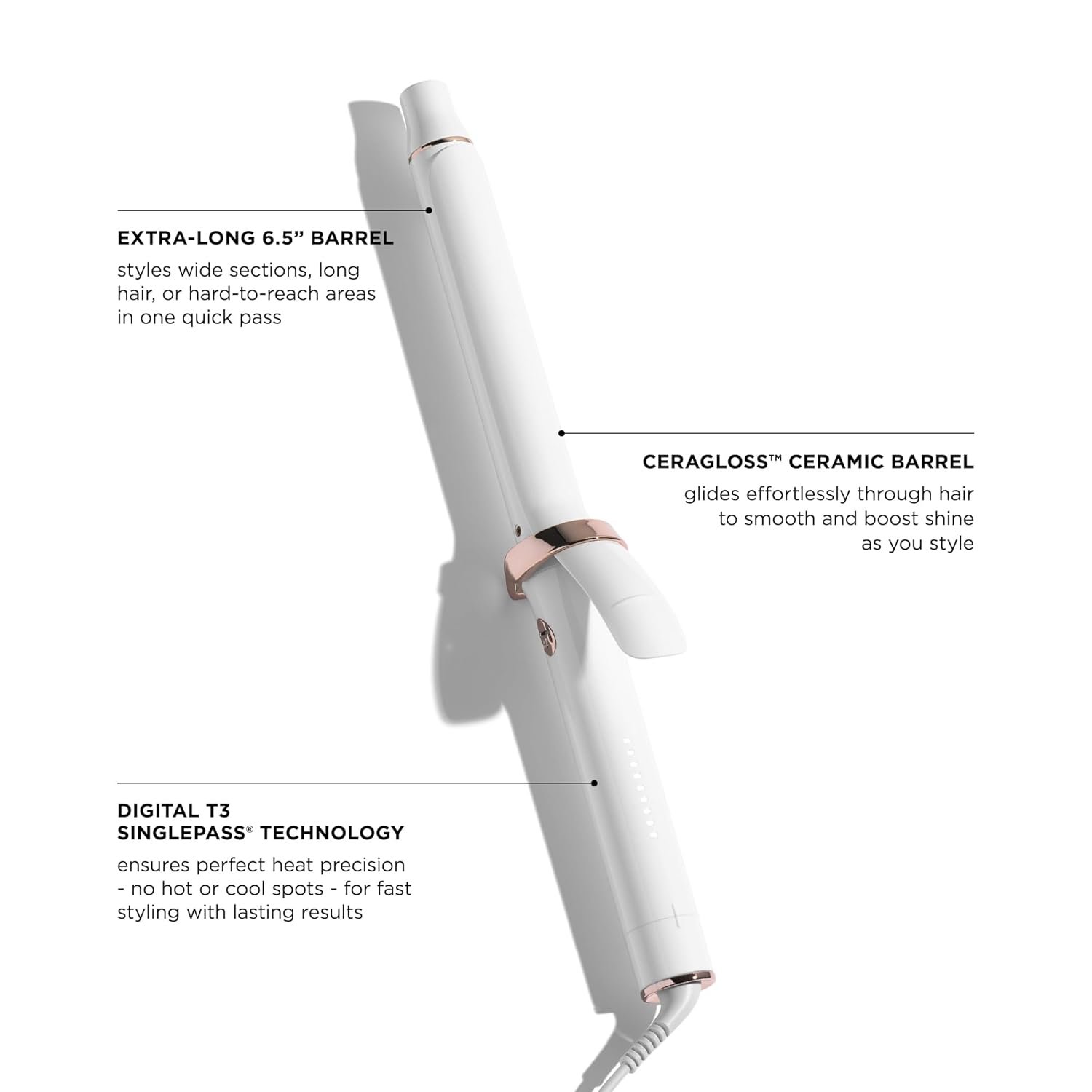 T3 SinglePass Curl X Extra-Long Barrel 1", 1.25", 1.5" Curling Iron with 9 Heat Settings and Ceramic Barrel for Fast Styling and Lasting Results on All Hair Types - Image 3