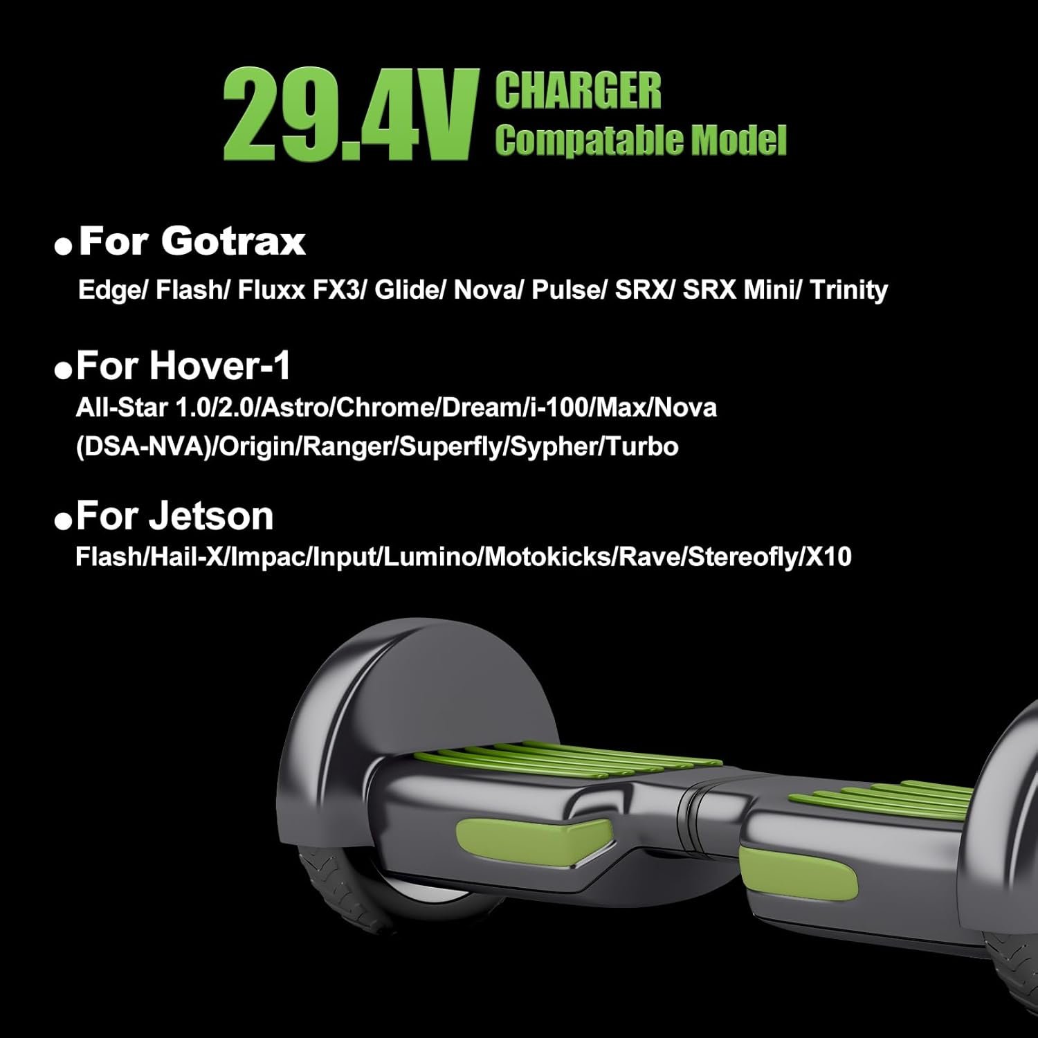 29.4V Compact Electric Scooter & Hoverboard Charger, UL Certified Safe, Powerful & Small, 3 Connectors for Razor GOTRAX Jetson Etc. Brand's E-Scooter, Hover Boards, Ebikes 25.2V/25.6V/25.9V Battery - Image 5