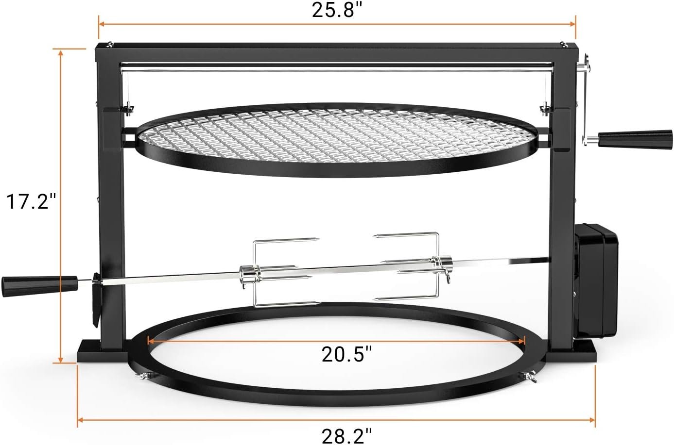 only fire Santa-maria Style Grill Rotisserie System Adjustable Cooking Grate Attachment for Weber 22 inch Kettle Grills - Global Patent - Image 5