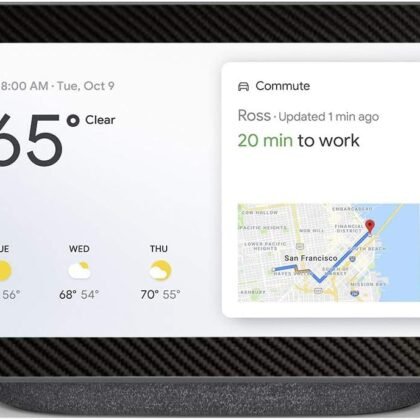 Skin for Google Nest Hub Max 10" | Protective, Durable, and Unique Vinyl Decal Wrap Cover | Made in The USA (Black Carbon Fiber)