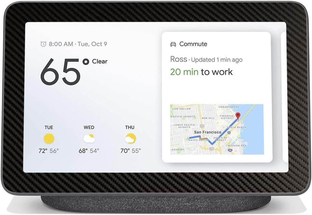 Skin for Google Nest Hub Max 10" | Protective, Durable, and Unique Vinyl Decal Wrap Cover | Made in The USA (Black Carbon Fiber)