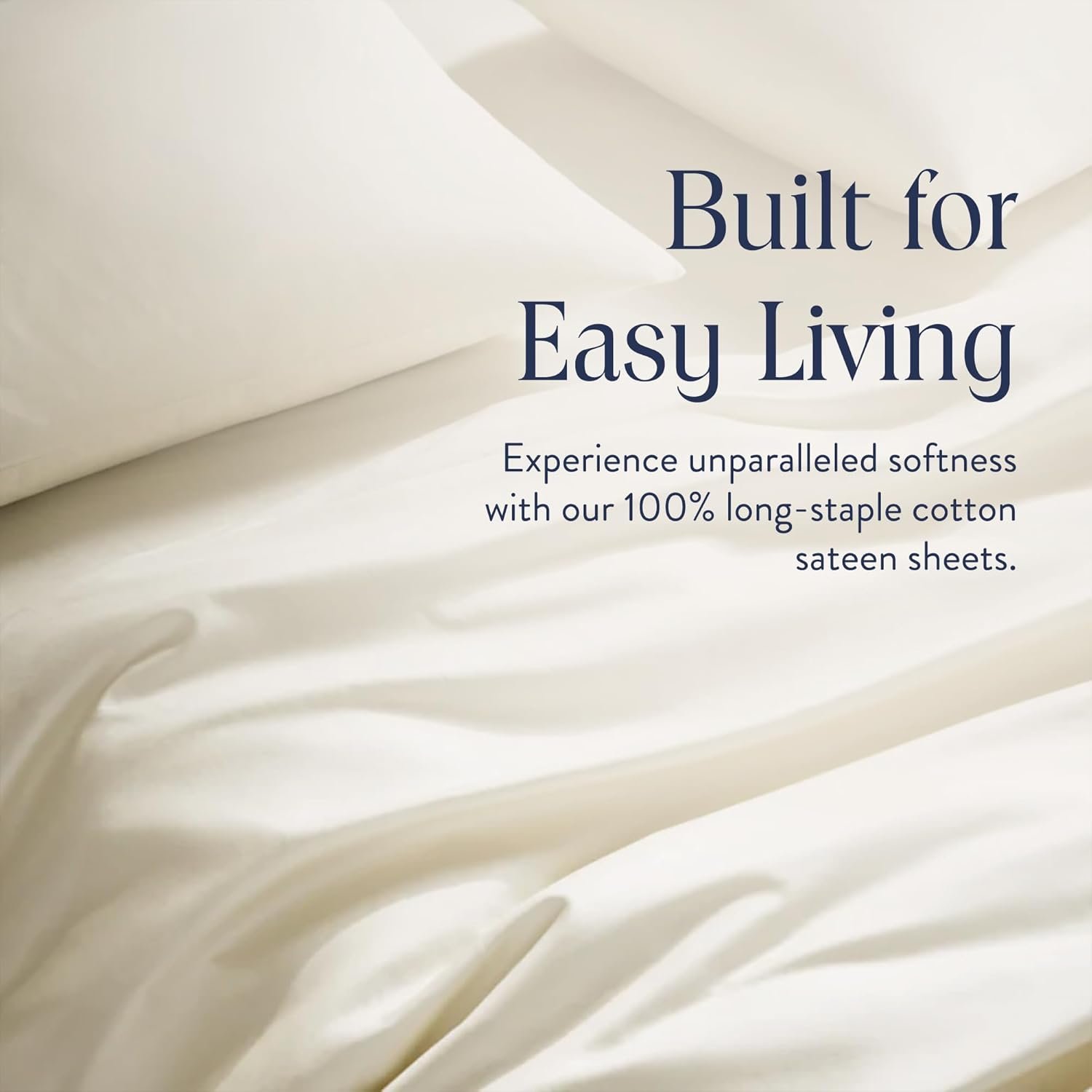 Brooklinen Luxury Sateen 4 Piece Sheet Set - 100% Cotton Bed Sheets, Soft & Durable King Size Sheets Set in Cream, Oeko-TEX Certified Bedding Set, 1 Fitted Sheet, 1 Flat Sheet, 2 Pillowcases - Image 5