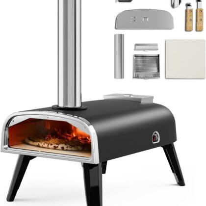 Pizza Oven Outdoor 12" Wood Fired Pizza Ovens Pellet Pizza Stove for outside, Portable Stainless Steel Pizza Oven for Backyard Pizza Ovens