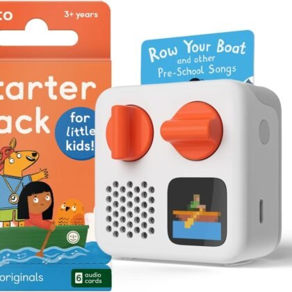 Yoto Mini (2024 Edition) + Starter Pack for Little Kids Bundle – Screen-Free Bluetooth Audio Player, All-in-1 Travel Device for Stories Music Podcasts Radio, Use as Speaker or with Headphones