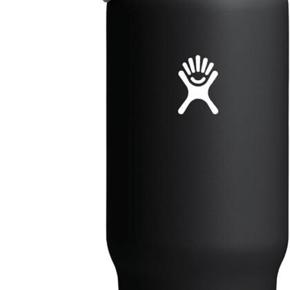 Hydro Flask Travel Water Bottle - Insulated Stainless Steel - Wide Straw Lid, Non Spill, Leakproof in 40 Oz Black