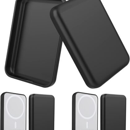 2 Pack Case Compatible with Magsafe Battery Pack, Ultra-Thin TPU Shockproof Case Slim Scratch Resistant Cover Protective Bumper Shell for Magsafe Battery Pack, Black/Black