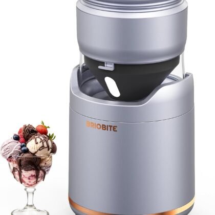 Ice Cream Maker Machine – Premium Electric Mini Maker Machine with Low-Noise Operation, Rechargeable,Perfect for Gelato, Sorbet & Frozen Yogurt, Easy to Clean,Silver