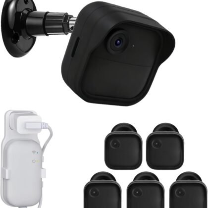 Camera Wall Mount for Blink Outdoor 4/2K+, 5 Pack Weatherproof Silicone Cover and 360 Degree Adjustable with Blink Sync Module Outlet Mount for Blink Outdoor 4/2K+ Camera System (Black)