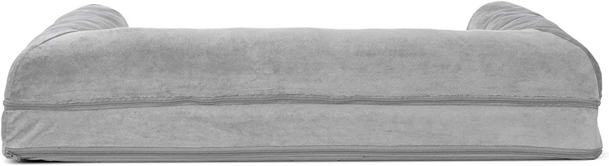 Furhaven Orthopedic Dog Bed for Large/Medium Dogs w/ Removable Bolsters & Washable Cover, For Dogs Up to 55 lbs - Faux Fur & Velvet Sofa - Smoke Gray, Large - Image 4