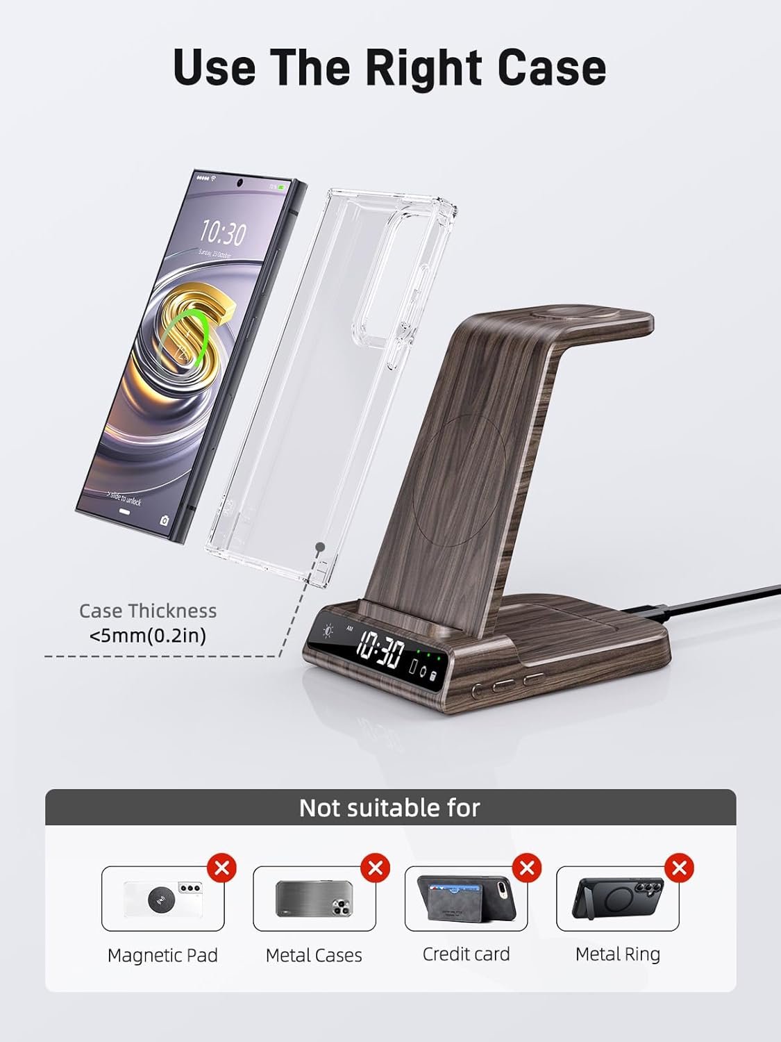 Wireless Charger for Samsung Charging Station, 3 in 1 Android Phone Charger for Galaxy S25 Ultra/S24 Ultra/S23/Flip7, Galaxy Watch 8/8 Classic/Ultra/7/6/5, Galaxy Buds 3 Pro/3 - Image 6