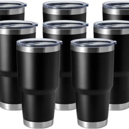 HASLE OUTFITTERS 30oz Stainless Steel Tumbler, Double Wall Vacuum Insulated Travel Mug Tumbler, Durable Insulated Coffee Mug, Gift Box Set (Black, 8)