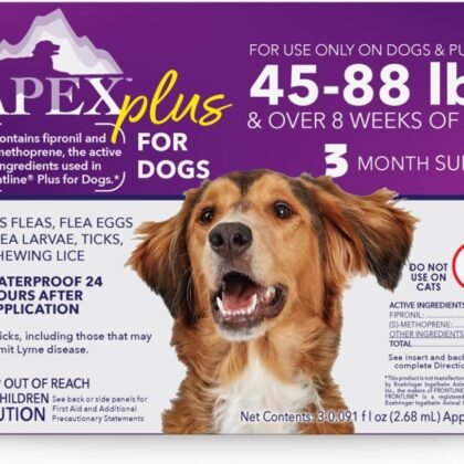 Apex Plus Flea and Tick Prevention for Dogs | Large (45-88 lbs) | 3-Month Supply | Dog Flea and Tick Treatment | 24-Hour Activation, Waterproof, 30-Day Protection