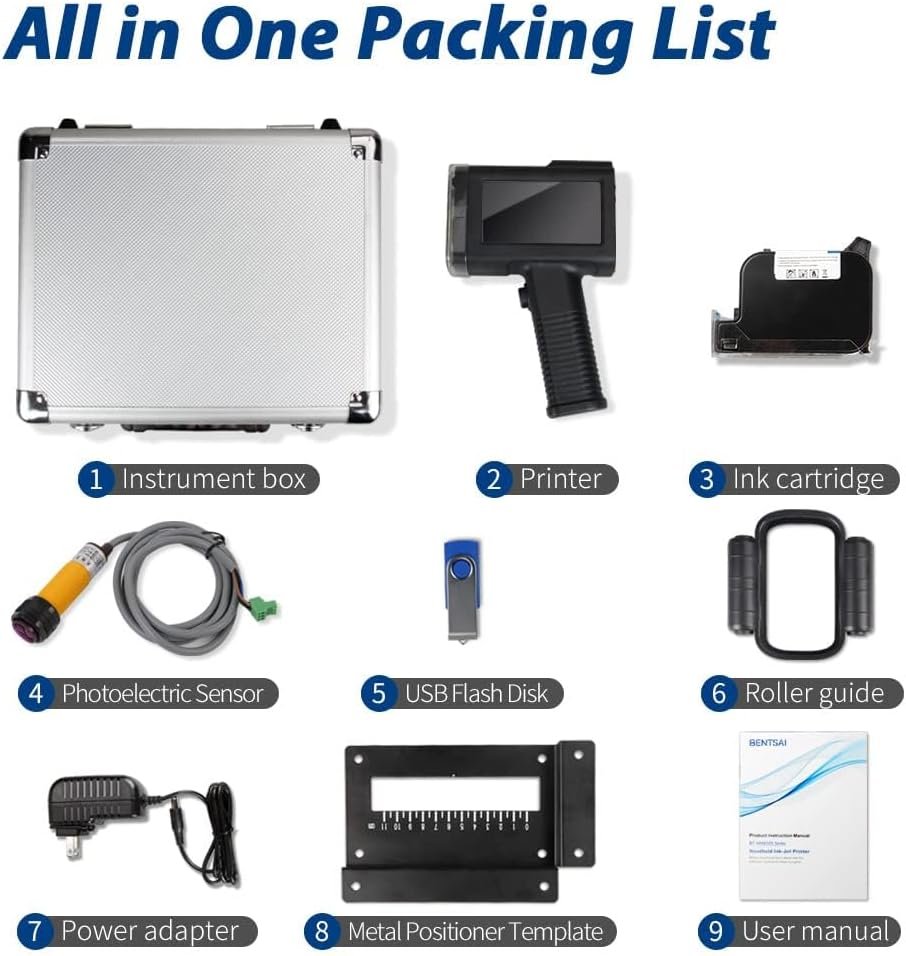 BENTSAI BT-HH6105B2 Handheld Inkjet Printer with 1/2 Inch Print Height Portable Handheld Printer for EXP Date, Batch Number, QR Code, Barcode, Logo on Carton Wood Fabric Plastic Metal - Image 9